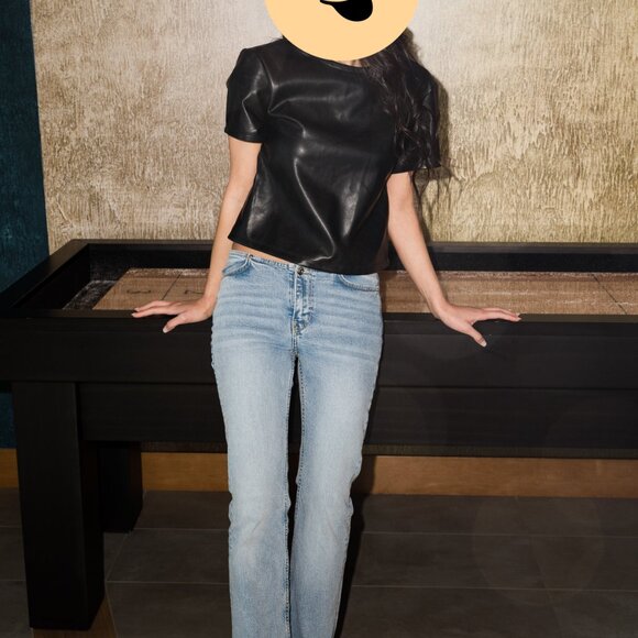 Black Faux Leather shirt, size XS - Picture 3 of 9